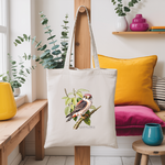 Tote bag femme recto avec illustration naturaliste couleur d’un oiseau fauconnet d’Afrique suspendu - MARJANE et Cie