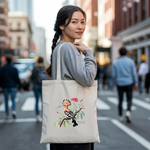 Tote bag femme illustré d’un oiseau huppe faciée en couleur porté par une femme - illustration naturaliste détaillée - MARJANE et Cie