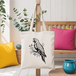 Tote bag femme avec flocage d’un perroquet monochrome noir suspendu - MARJANE et Cie