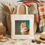 Tote bag chat femme illustration en couleur flamboyante – chat au pelage roux - MARJANE et Cie