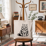 Tote bag chat femme verso monochrome suspendu à un porte-manteau – MARJANE et Cie