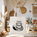 Tote bag chat femme flocage monochrome noir suspendu – posture humoristique - MARJANE et Cie