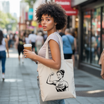 Tote bag femme Girl Power porté, message féminin et déterminé, flocage monochrome - MARJANE et Cie