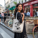 Tote bag femme Girl Power porté, message féminin et engagé, flocage - MARJANE et Cie