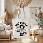 Tote bag femme Girl Power suspendu, message fort et inspirant - MARJANE et Cie