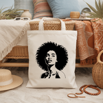 Tote bag femme avec silhouette féminine tournée vers l’avenir en flocage noir - MARJANE et Cie