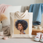 Tote bag femme portrait féminin afro en couleur élégant - MARJANE et Cie