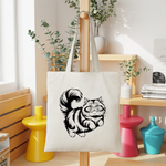 Tote bag chat femme illustration en noir monochrome – silhouette floquée en mouvement – MARJANE et Cie