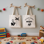 Tote bag bébé personnalisable Route vers l’aventure et texte en coton avec flocage couleur, écoresponsable - MARJANE et Cie