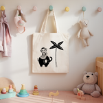 Tote bag bébé personnalisable Route vers l’aventure en coton avec flocage, cadeau naissance- MARJANE et Cie