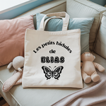 Tote bag bébé personnalisable Nuit avec les dinosaures face texte et papillon, coton, flocage couleur, cadeau naissance - MARJANE et Cie