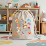 Sac pochon bébé personnalisé recto oursons teddy bears en coton avec flocage couleur - MARJANE et Cie