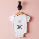 Body bébé personnalisable blanc avec prénom et danseuse gracieuse et message poétique suspendu - MARJANE et Cie