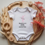 Body bébé personnalisé avec illustration d’une danseuse gracieuse et message poétique flocage couleur, cadeau naissance - MARJANE et Cie