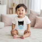 Body bébé personnalisé en coton chaton rigolo et message inspirant porté par bébé - MARJANE et Cie
