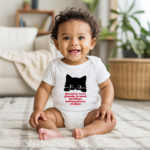 Body bébé personnalisé en coton chaton curieux et message positif porté par bébé - MARJANE et Cie