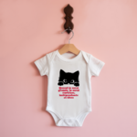 Body bébé personnalisable blanc avec chaton curieux et message positif suspendu - MARJANE et Cie