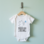 Body bébé personnalisable blanc avec éléphant rigolo et message positif suspendu - MARJANE et Cie