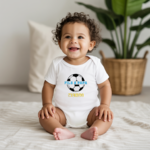 Body bébé personnalisé en coton petit champion de papa football porté par bébé - MARJANE et Cie