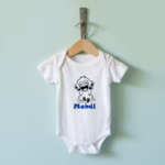 Body bébé personnalisable blanc avec prénom et singe rieur suspendu - MARJANE et Cie