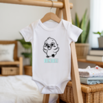 Body bébé personnalisable avec prénom et poussin joyeux flocage sur cintre - MARJANE et Cie