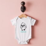 Body bébé personnalisable blanc avec prénom et poussin joyeux suspendu - MARJANE et Cie