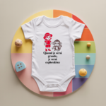 Body bébé personnalisé avec petite exploratrice et message valeurs en coton par flocage - MARJANE et Cie
