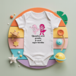Body bébé personnalisé avec super héroïnes et message en coton par flocage - MARJANE et Cie
