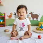 Body bébé personnalisé en coton super héroïnes et message inspirant porté par bébé - MARJANE et Cie