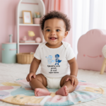 Body bébé personnalisé en coton super héros et message inspirant porté par bébé - MARJANE et Cie