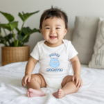 Body bébé personnalisé en coton petit monstre porté par bébé - MARJANE et Cie