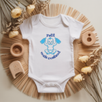 Body bébé personnalisé avec illustration de bébé costaud et message flocage couleur - MARJANE et Cie