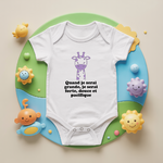 Body bébé personnalisé avec girafe douce et message valeurs en coton par flocage - MARJANE et Cie