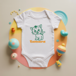 Body bébé personnalisé avec chaton et prénom en coton par flocage - MARJANE et Cie