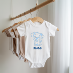 Body bébé personnalisable avec prénom et chiot joyeux flocage sur cintre - MARJANE et Cie
