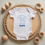 Body bébé personnalisé avec illustration d’un chiot joyeux flocage couleur, cadeau naissance - MARJANE et Cie