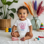 Body bébé personnalisé en coton éléphant joueur porté par bébé - MARJANE et Cie