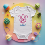 Body bébé personnalisé avec éléphant joueur en coton par flocage - MARJANE et Cie