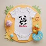 Body bébé personnalisé avec panda espiègle en coton par flocage - MARJANE et Cie