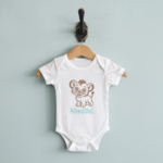 Body bébé personnalisable blanc avec prénom et roi de la jungle lion espiègle suspendu - MARJANE et Cie