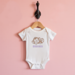Body bébé personnalisable blanc avec prénom et singe endormi suspendu - MARJANE et Cie