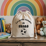 Sac pochon bébé personnalisable petits monstres rigolos face texte et foot, coton, flocage couleur, cadeau naissance - MARJANE et Cie