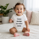 Body bébé personnalisé en coton design ou motif et texte prénom porté par bébé - MARJANE et Cie