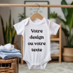 Body bébé personnalisable blanc avec design ou motif et texte suspendu - MARJANE et Cie