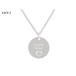 Collier CHANA3 femme acier inoxydable argent pendentif médaille gravure personnalisable - MARJANE et Cie