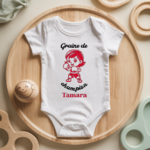 Body bébé personnalisé avec illustration de fille faisant de la boxe flocage couleur - MARJANE et Cie