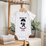 Body bébé personnalisable blanc avec garçon faisant de la boxe suspendu - MARJANE et Cie