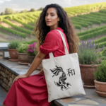 Tote bag femme porté, illustration japonaise traditionnelle - MARJANE et Cie