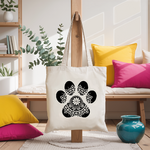 Tote bag femme patte de chien mandala monochrome par flocage suspendu - MARJANE et Cie