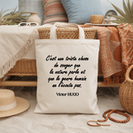 Tote bag femme citation de Victor Hugo flocage noir, message engagement nature - MARJANE et Cie